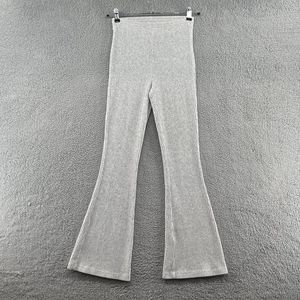 Aerie Groove-On Velour High Waisted Flare Pant Size Small Heather gray